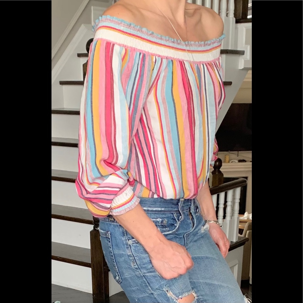 Linen off shoulder retro look Zara top -sz small